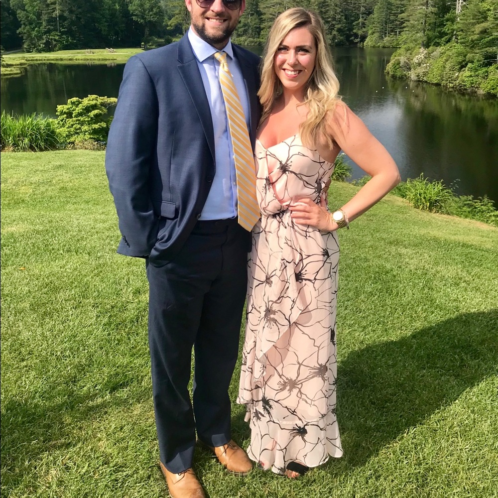 Banana Republic blush ruffled maxi dress